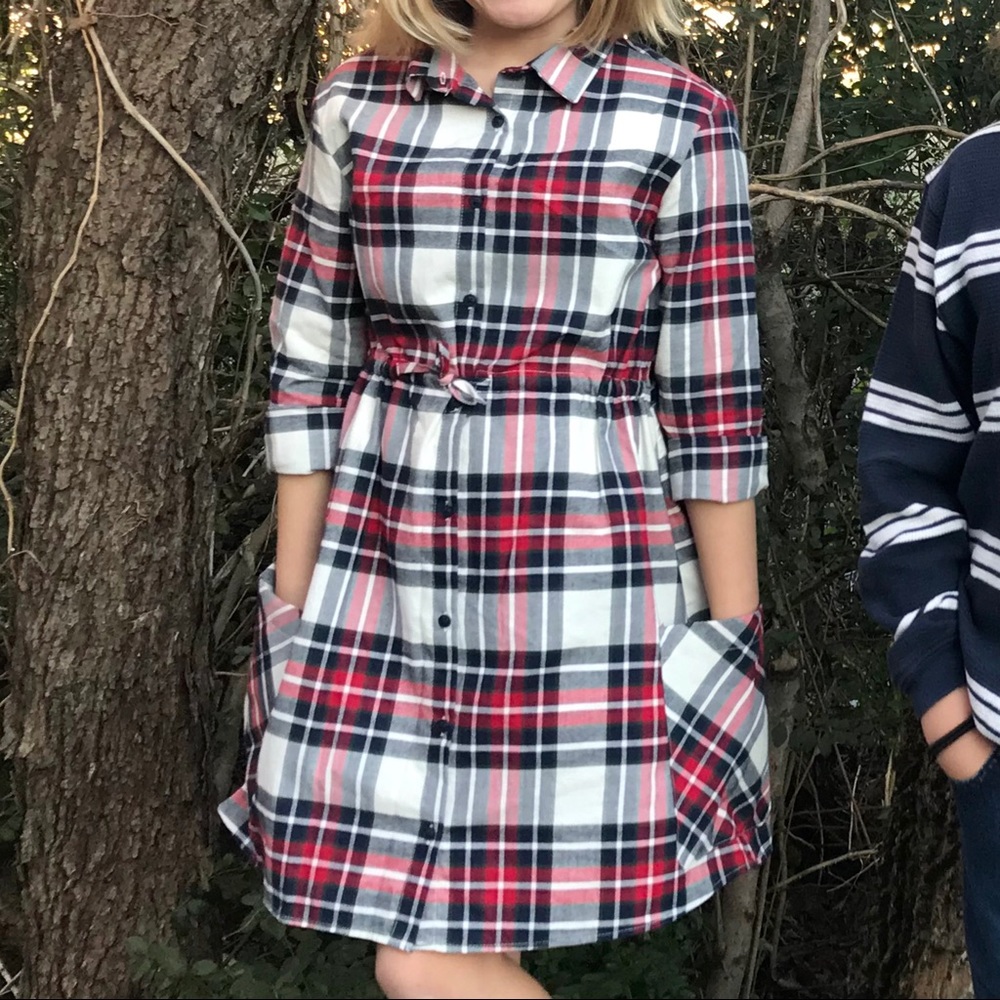 Girls plaid shirt dress